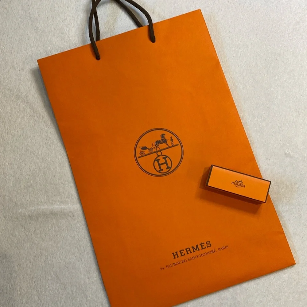Hermès empty paper shopping bag & empty small cardboard box & muslin bag - Picture 3 of 10